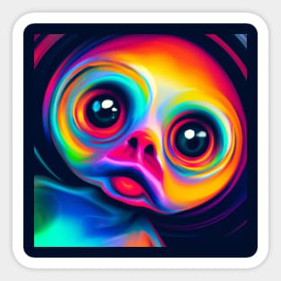 Psychedelic Alien is Mesmerized Sticker